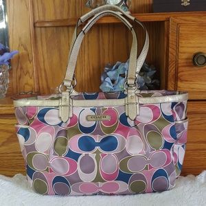 🔥SEND OFFER 🔥 Coach Signature Scarf Sateen Tote Handbag / Purse